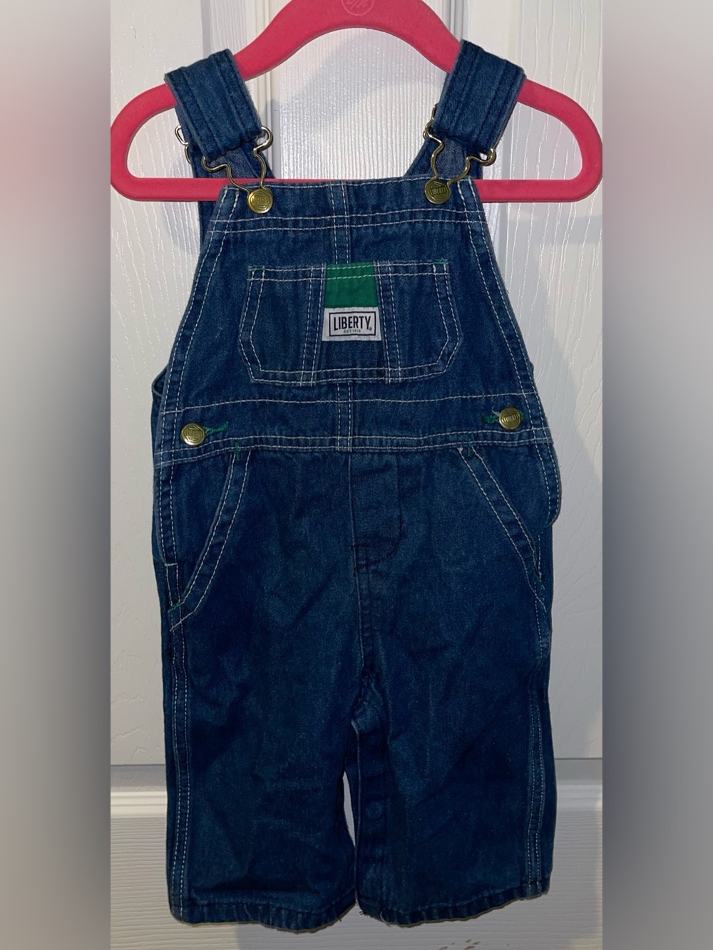 Liberty Baby bib overalls 6 months denim